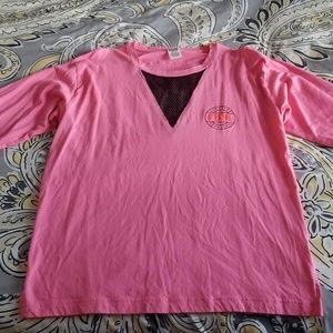 VS PINK hot pink long sleeve bling shirt Lrg NWOT